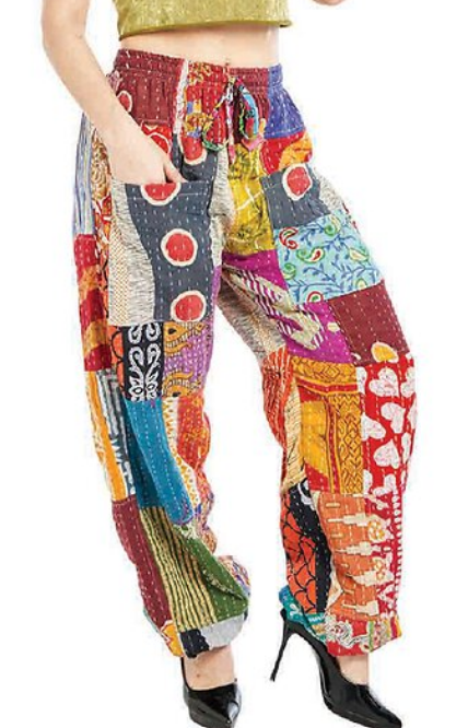 Women's Cotton Kantha Patchwork Pants