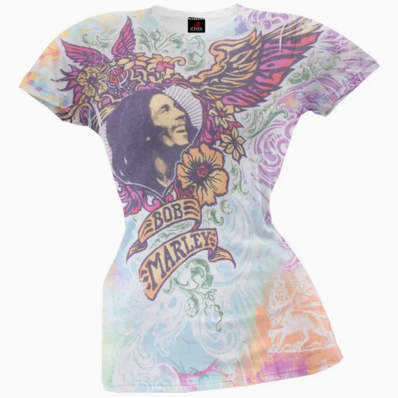 Women's Bob Marley Flowers T-Shirt
