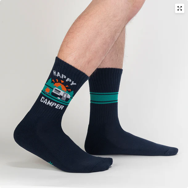 Men's Happy Camper Athletic Ribbed Crew Socks
