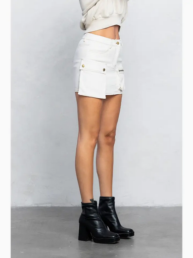Women's Contrast Stitch Cargo Mini Skirt w/ Pocket Details