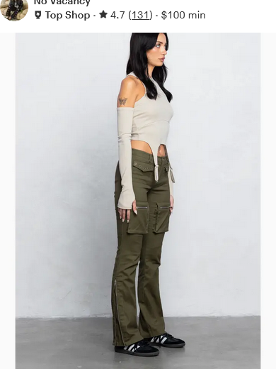 Women's Cargo Stretch Twill Bootcut Pants w/ Zipper Detail