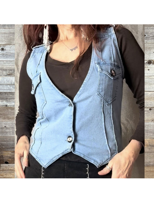 Women's Stretch Denim Grateful Dead Est. 1965 Button Vest