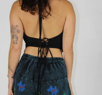 Women's Cotton Lycra Grateful Dead Dancing Bear Tie-Back Top