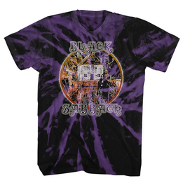 Men's Black Sabbath Witch Album Cover Purple Spiral Wash T-Shirt