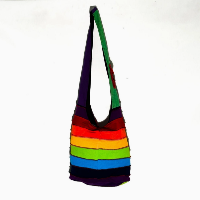Cotton Stretch Rainbow Monk Style Shoulder Bag