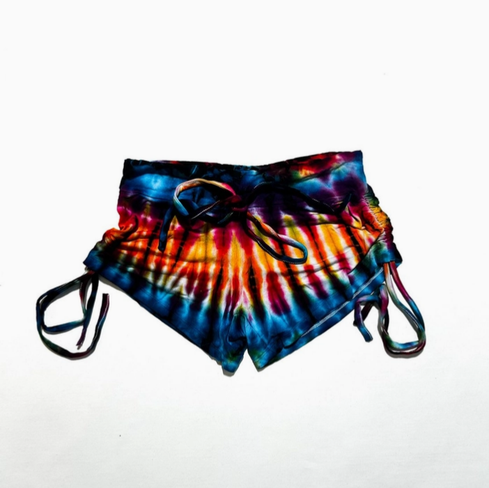 Women's Spandex Tie Dye Yoga Shorts with Drawstring