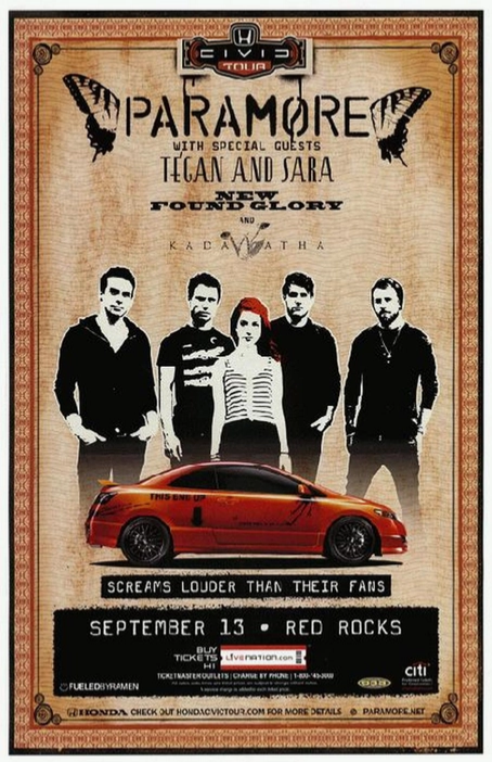 Paramore / Tegan and Sara Red Rocks 2010 Art Print