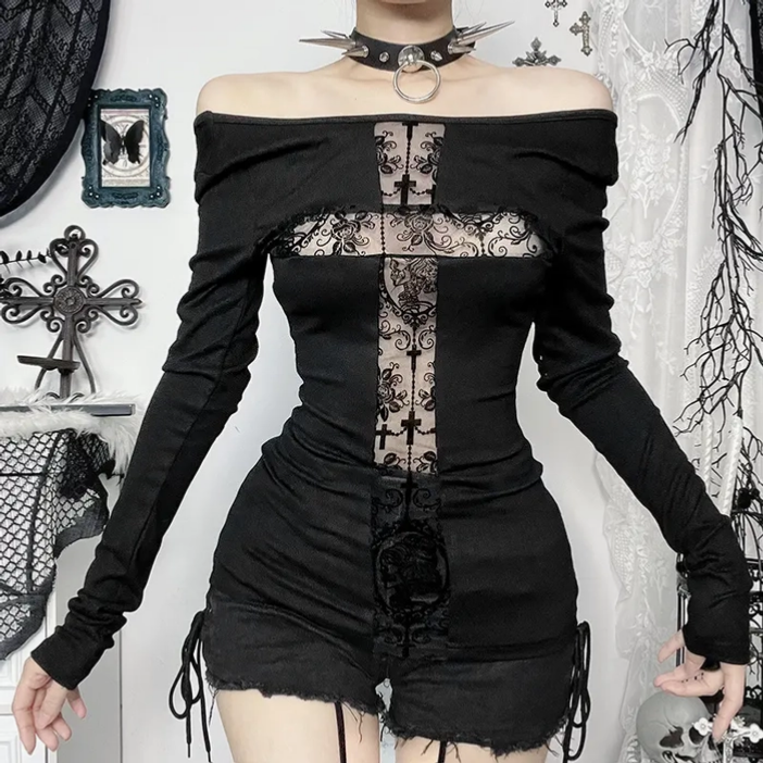 Women's Cross Shoulder Long Sleeve T-Shirt