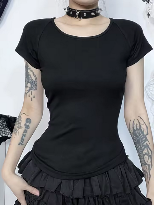 Women's Backless Flocked Angel T-Shirt