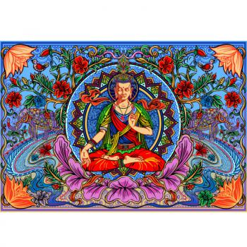 Indian Buddha Lotus Tapestry