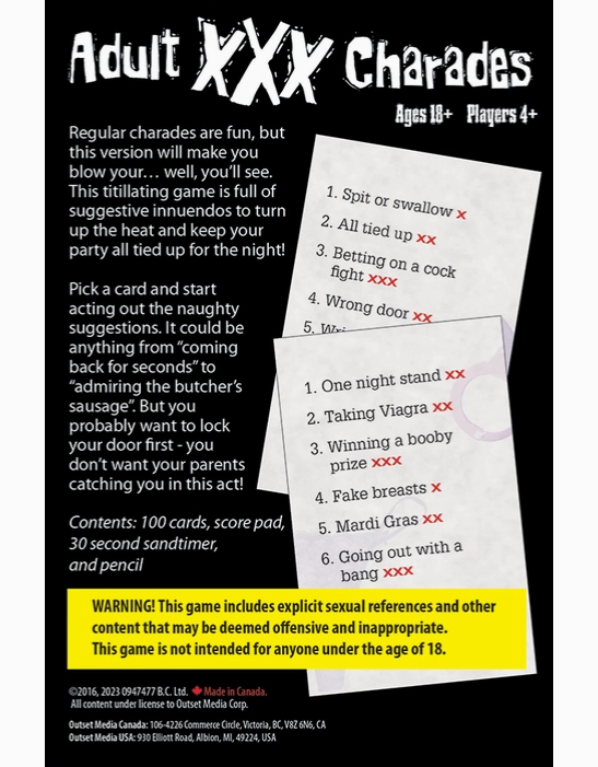 Adult XXX Charades Card Game