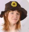 Corduroy Daisy Applique Floppy Hat