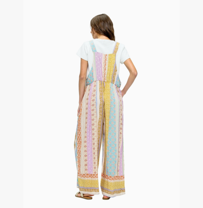 Unisex Floral Ruffled Multicolored Overalls