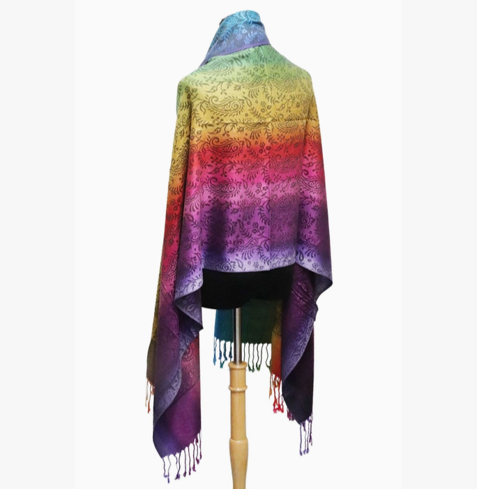 Rainbow Ombre Paisley Vineyard Pashmina