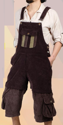 Men's Corduroy Convertible Button-Off Overalls