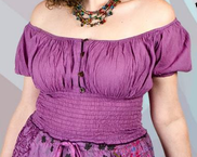 Women's Cotton Solid Color Off-Shoulder Corset Prairie Blouse Top