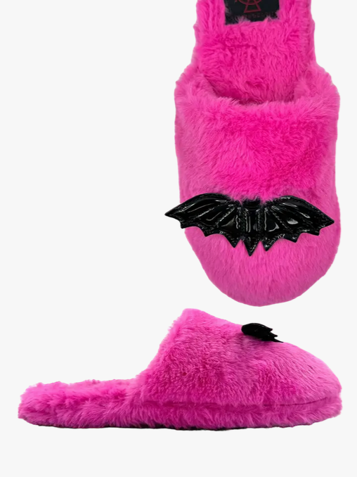 Kreepy Kozy Bat Hot Pink Slippers
