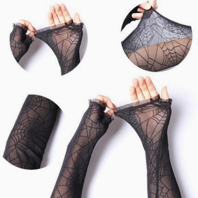 Mesh Spider Web Gloves
