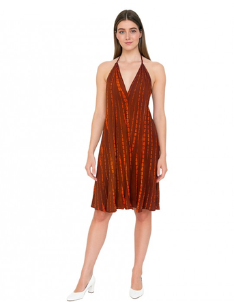 Women's Tie Dye Rayon Halter Backless Goddess Dress