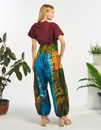 Unisex Ohm Print Tie Dye Jumpsuit