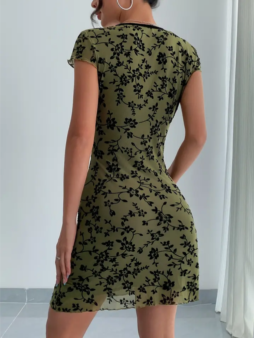 Women's Floral Embroidery V-Neck Dress