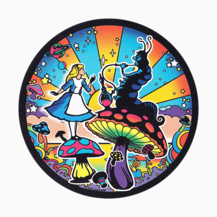 Alice in Wonderland with Caterpillar and Mushroom Sticker