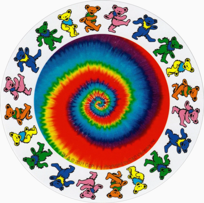 Grateful Dead Jerry Bears Tie Dye Circle Sticker