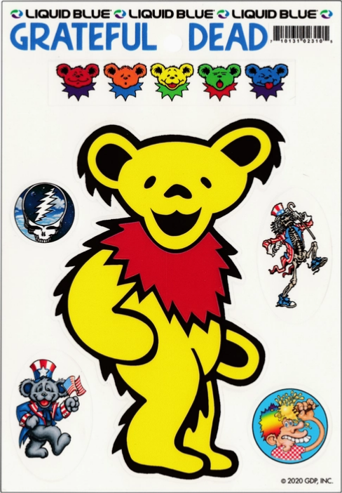 Grateful Dead Yellow Jerry Bear 6 Piece Sticker Set
