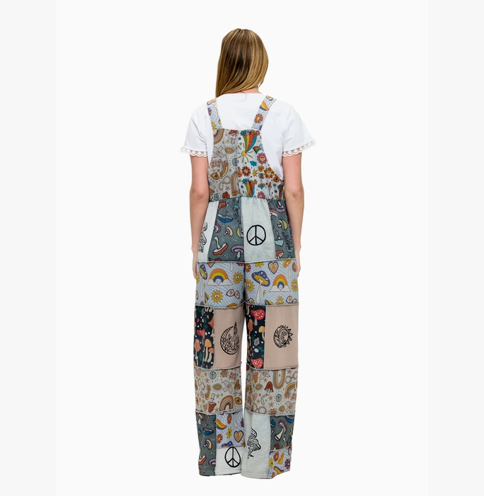 Women's Mushroom Patchwork Overalls
