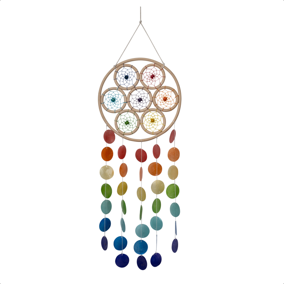 Round Rattan Capiz Shell Chakra Dreamcatcher