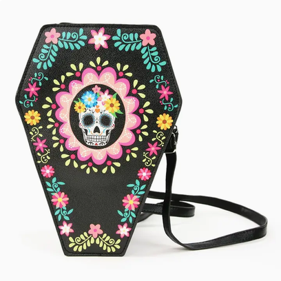 Sugar Skull Coffin Convertible Crossbody Bag Backpack