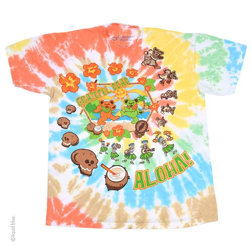 Men's Grateful Dead Dancing Bears Aloha Spiral Tie-Dye T-Shirt