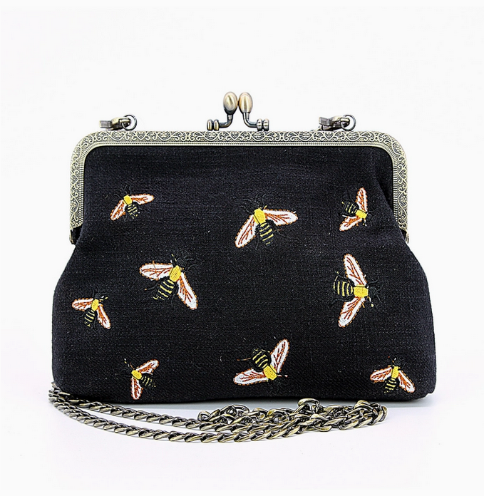 Bumblee Bee Kisslock Crossbody Clutch