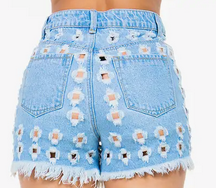Women's Laser-Cut Holes Pattern Mini Shorts