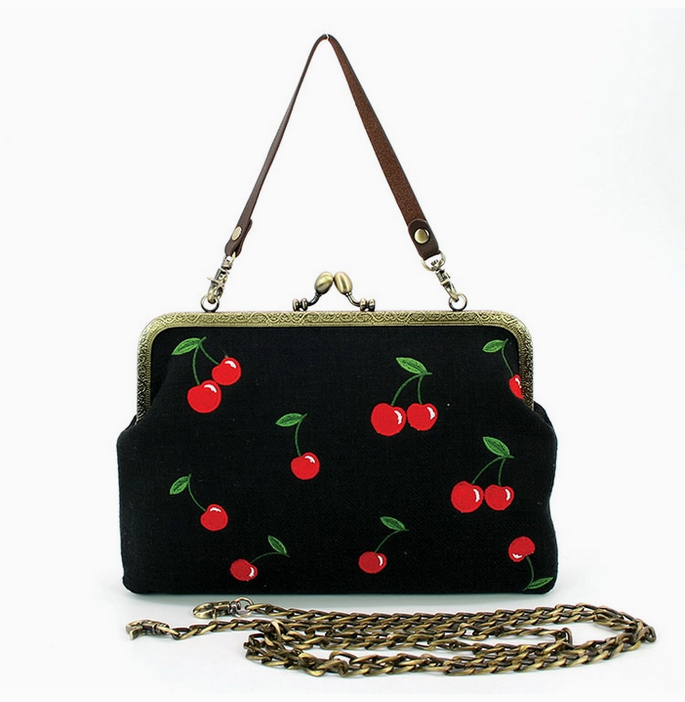 Cherry Kisslock Bag
