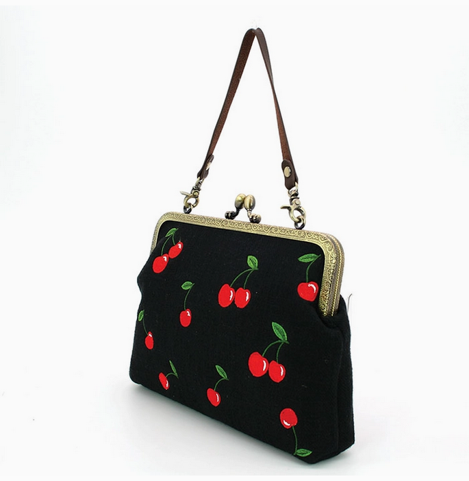 Cherry Kisslock Bag
