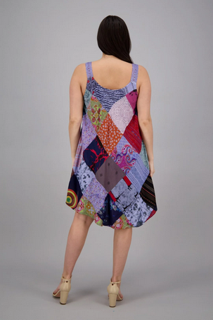 Women's Bohemian Patchwork Umbrella Dress O/S