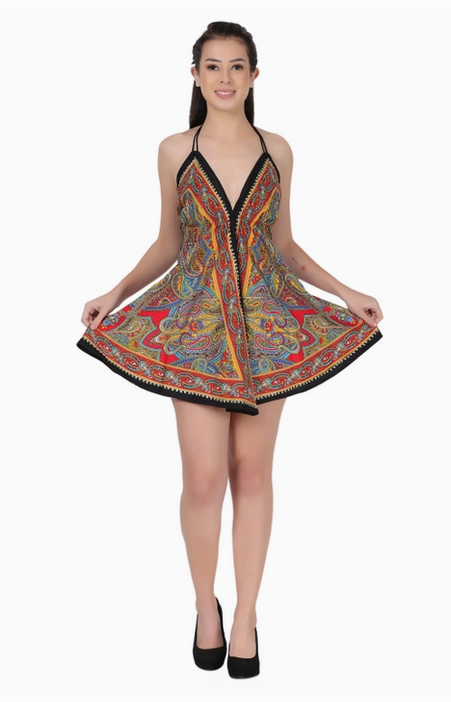 Women's Halter Top Elastic Back Batik Dress