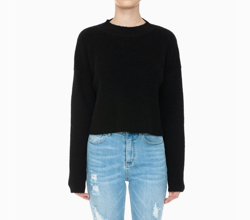 Women's Mossy Knit Oversized Crop Sweater
