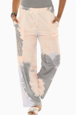 Women's Cotton Poly Tie-Dye Print Casual Pocket Pants