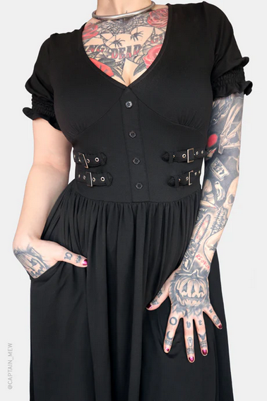 Women's Poly-Spandex Fit Flare Oblivion Midi Dress