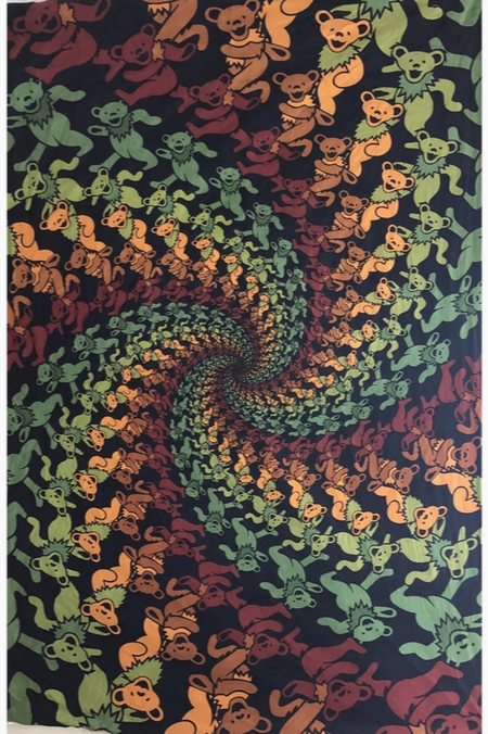 3D Spiral Rainbow Dancing Bears Tapestry