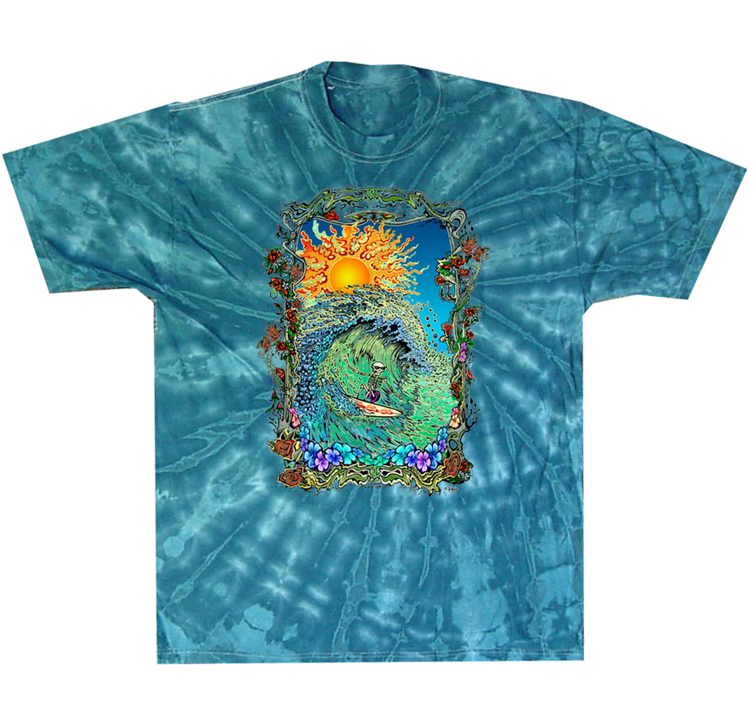 Men's Skeleton Surfer Art Print T-Shirt