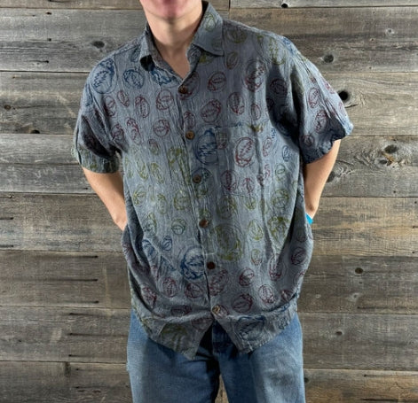 Grateful Dead Men's Plain Button Up Shirt w/ GD Print