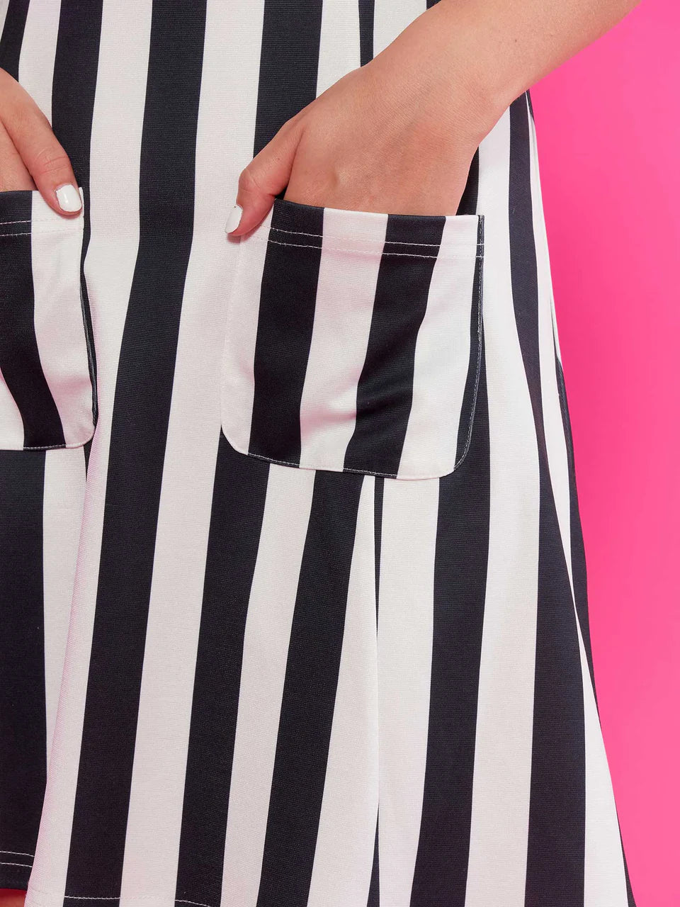Sourpuss Striped Mock Neck Dress