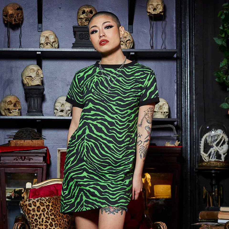 Sourpuss Psycho Zebra Ringer Tee Dress