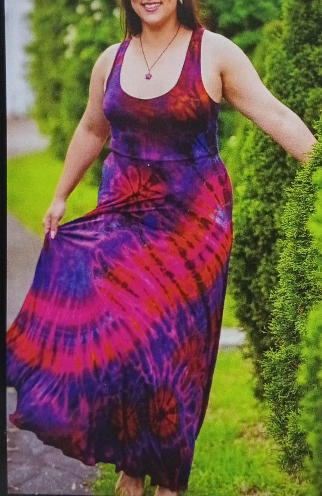 Women's Rayon Spandex Tie-Dye Mudmee Sleeveless Maxi Dress