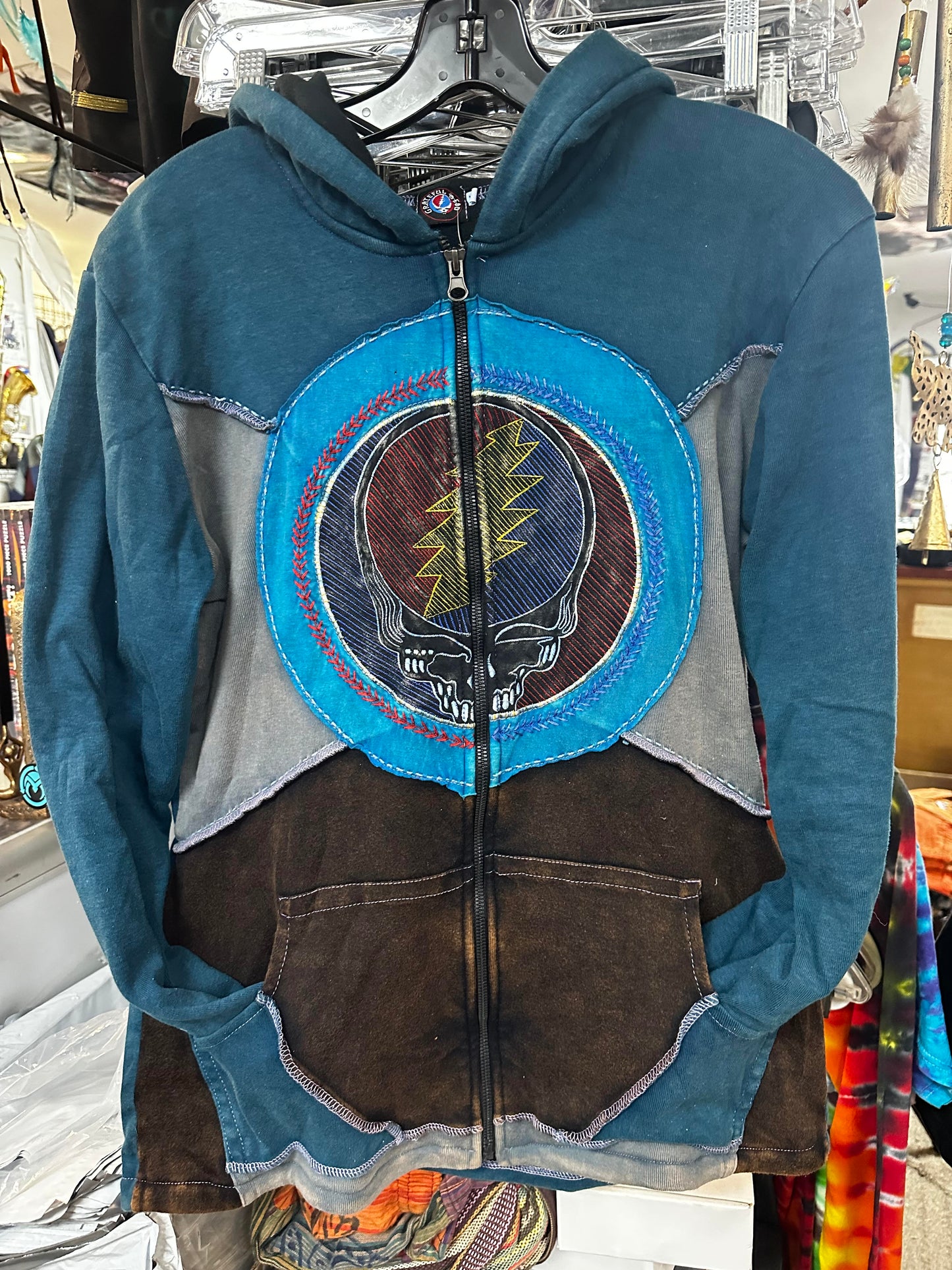 Women's Stonewash Patchwork Embroidered SYF Hoodie Jacket