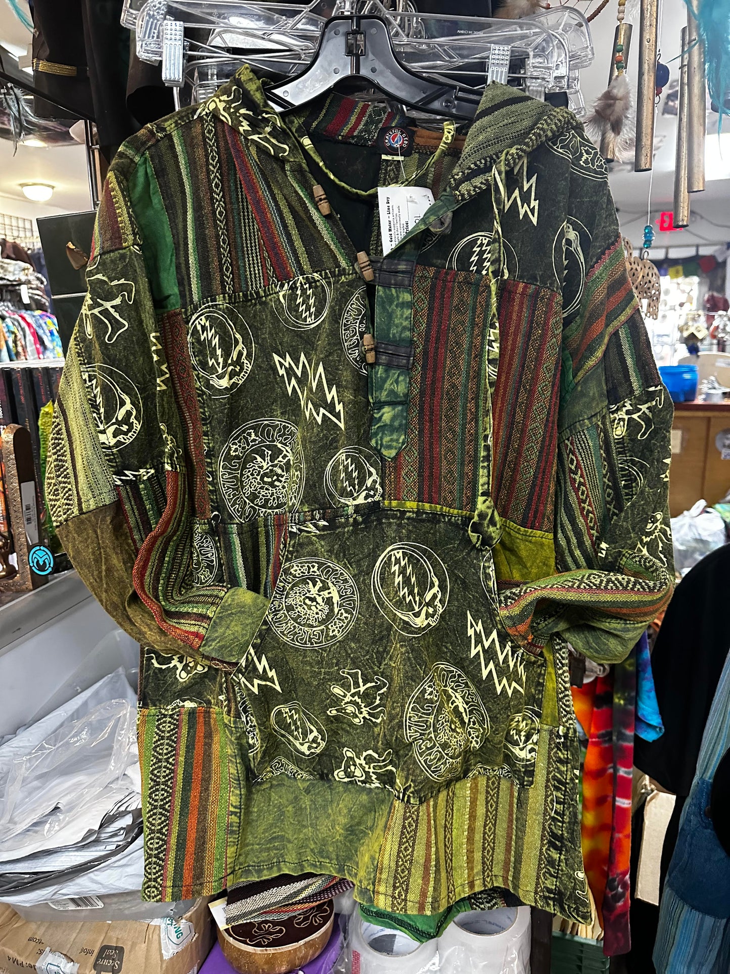 Men's Patchwork Baja Strip Grateful Dead Multi Print Hoodie