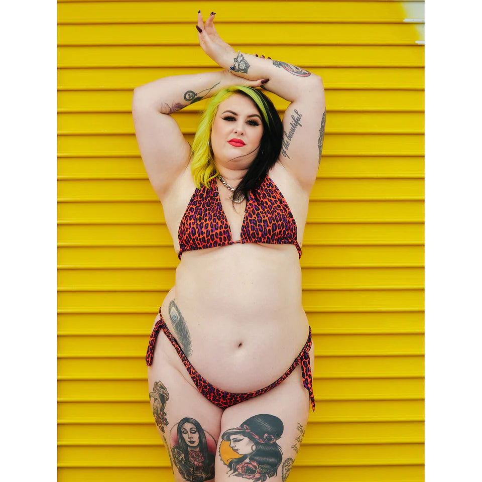 Sourpuss Orange Leopard Scrunch Bikini